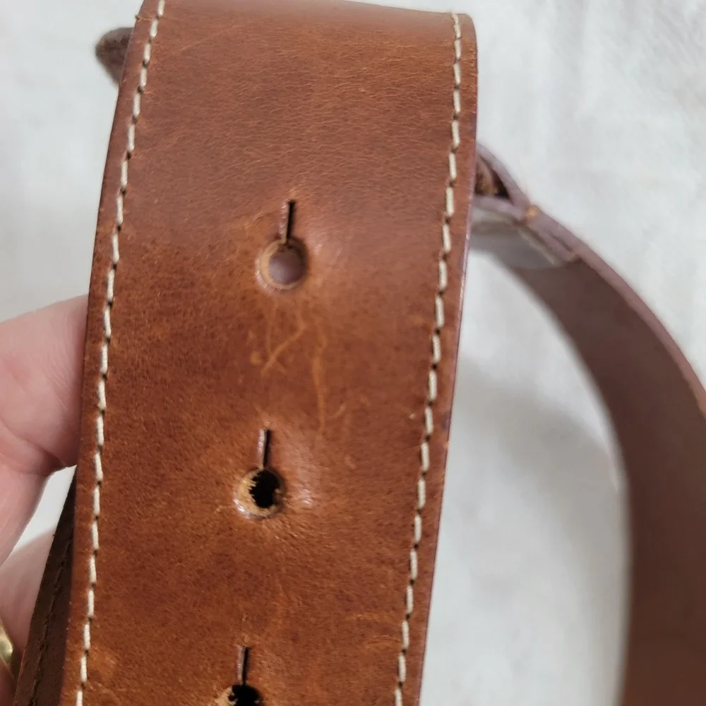 VTG The Limited NWOT Brown Italian Leather Wide‎ Waist Belt Medium O-Ring Boho